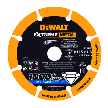 DEWALT DT40251 DISC DE DIAMANT PER METALL 115x1,3x22,23mm
